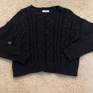 Black cable sweater cropped slightly- only worn one time.
